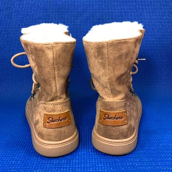SKECHERS FAUX FUR Women`s Size 7.5 Brown Mid Calf Boots SN 44947 - Picture 4 of 8